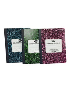 Bazic Composition Books, 9.75 X 7.5 Inches, 100 Sheets/200 Pages, 3 Pk, Assorted Colors 
