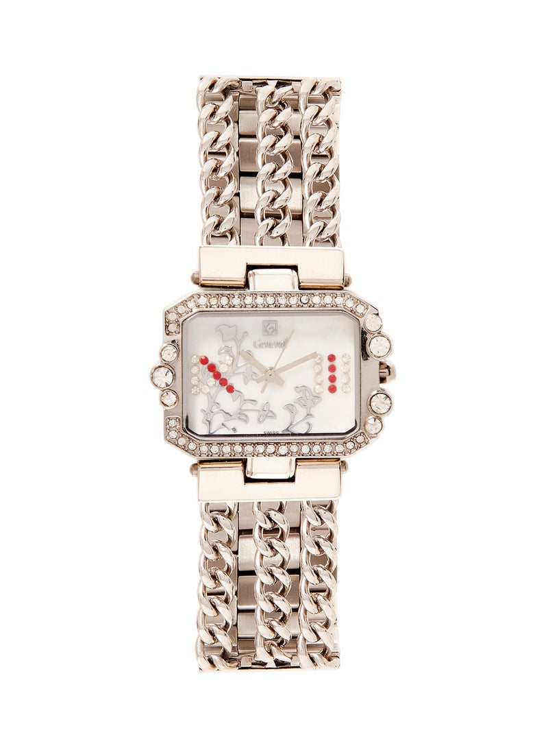 جينيفال من سويسرا ساعة يد مقاومة للماء بعقارب وسوار من الستانلس ستيل طراز GBS904WPW للنساء - Image 1