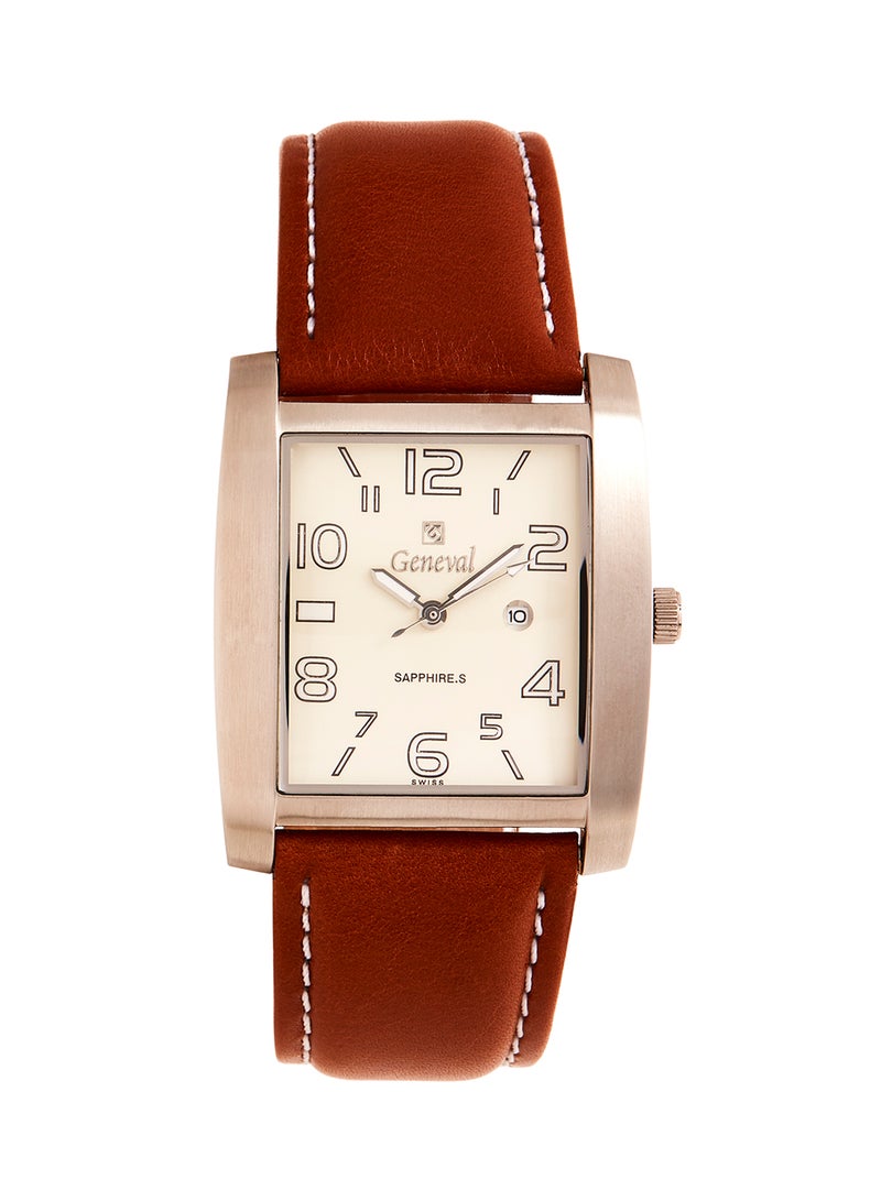 Geneval of Switzerland Men's Water Resistant Leather Analog Wrist Watch GL535WIO  - Image 1