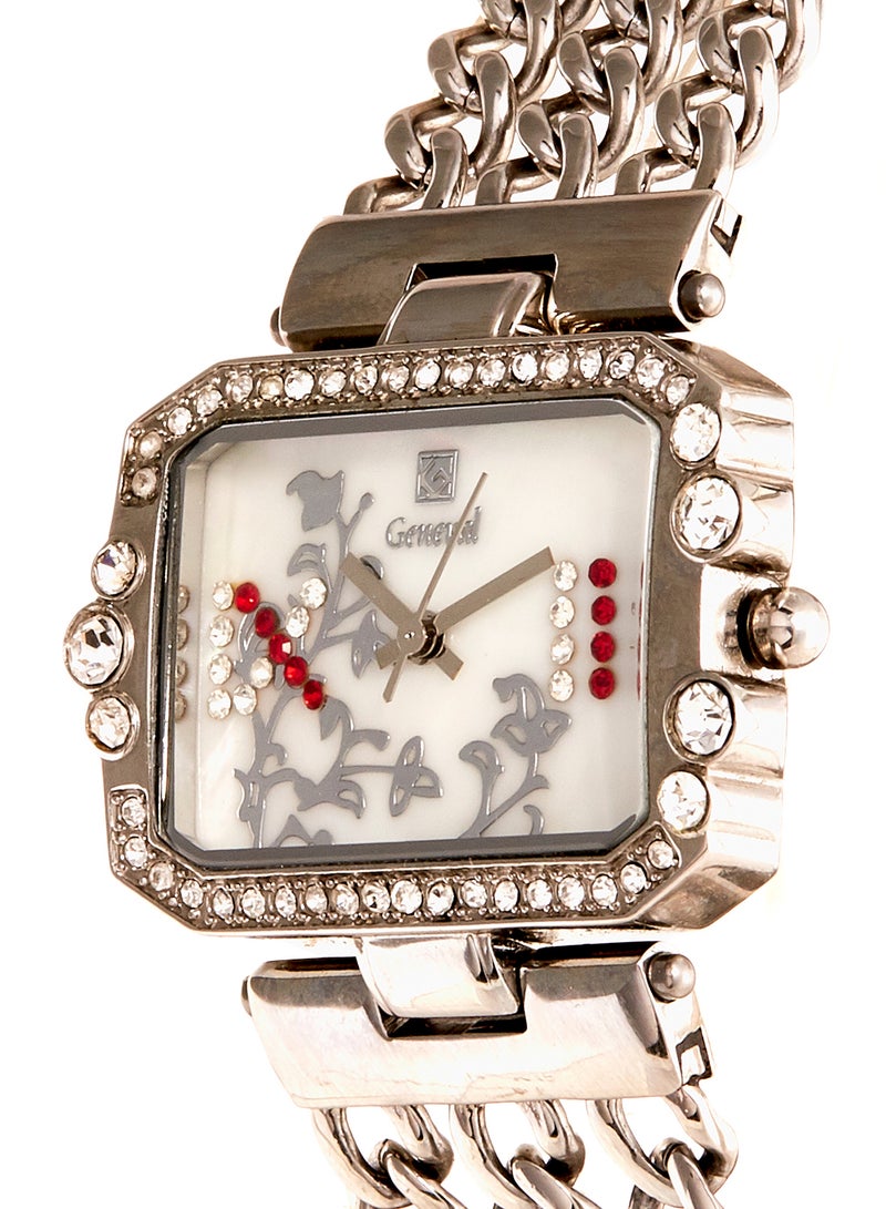 جينيفال من سويسرا ساعة يد مقاومة للماء بعقارب وسوار من الستانلس ستيل طراز GBS904WPW للنساء - Image 2
