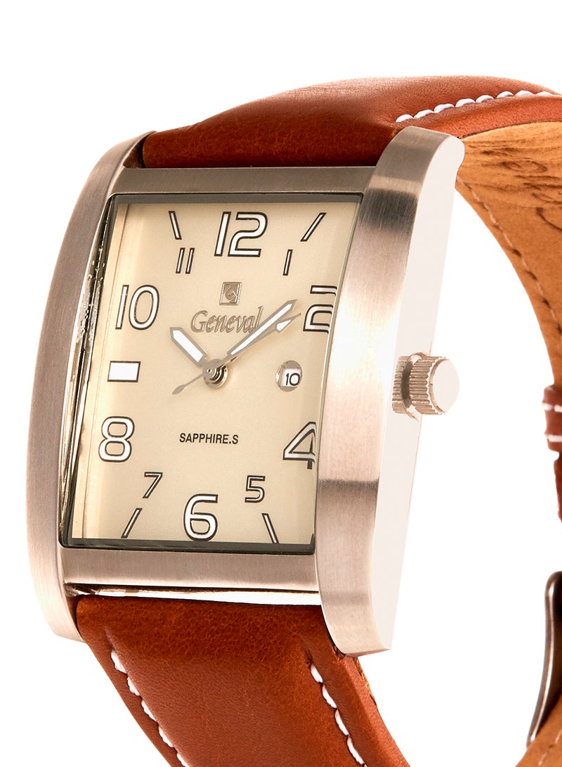 Geneval of Switzerland Men's Water Resistant Leather Analog Wrist Watch GL535WIO  - Image 2
