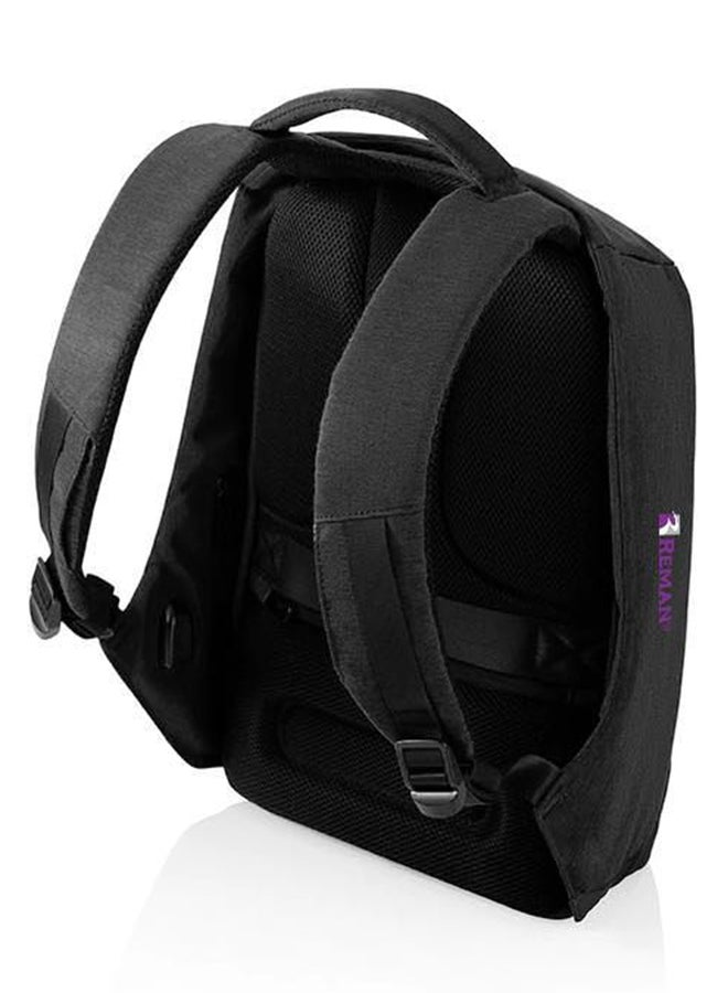 ريمان حقيبة ظهر للكمبيوتر المحمول مزودة بمنفذ لسماعة الرأس ومنفذ USB للشحن مقاس 15.6 بوصة أسود - Image 2