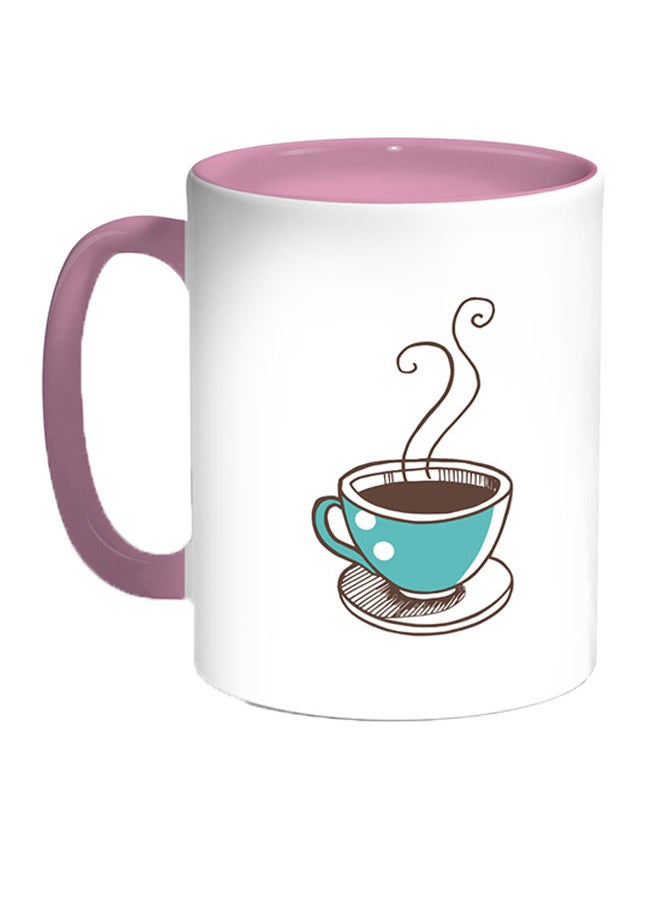 A Cup Of Coffee Printed Coffee Mug Pink/White/Brown