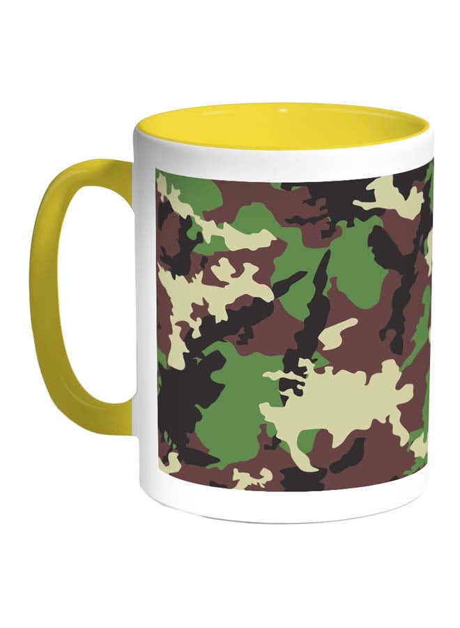 Army Clothing Printed Coffee Mug Yellow/White/Maroon