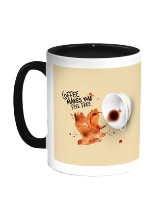 Coffee Makes You Feel Free Printed Coffee Mug Beige/Black/White - v1554802795/N23108517A_1