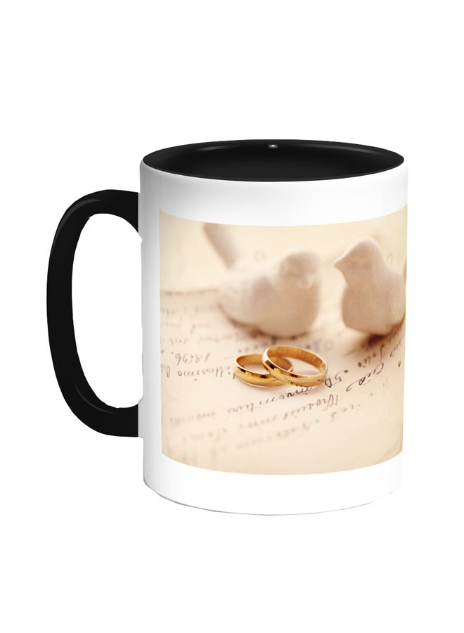 Engagement Rings Printed Coffee Mug Black/White/Beige 