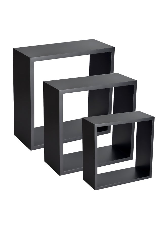 طقم من 3 رفوف للحائط أسود  - Image 1