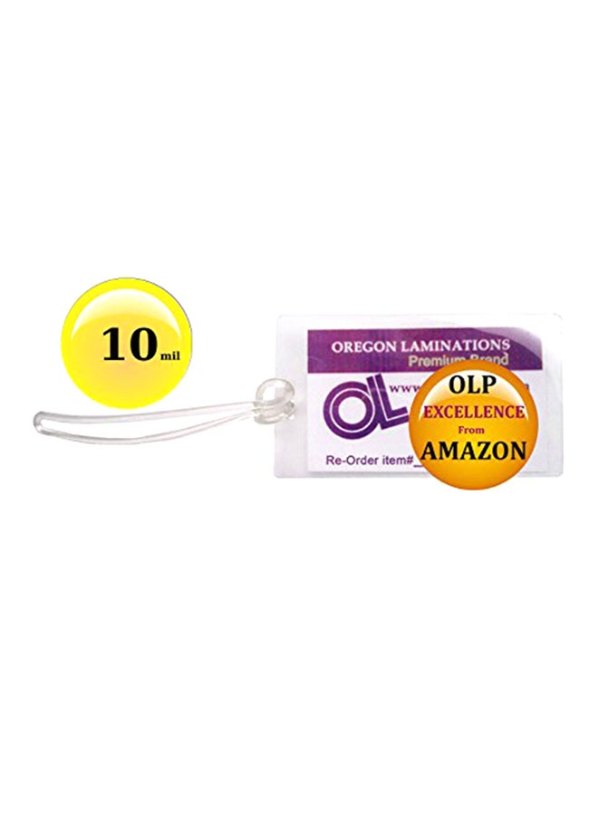 Oregon Lamination Premium Qty 100 Of Each, 10 Mil Luggage Tag Laminating Pouches & 6 Inch Loops, 2 1/2 X 4 1/4 Pre Slotted 