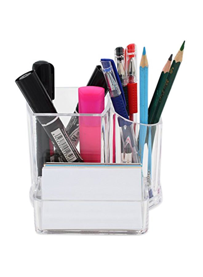 Tueascallk Tueascalk Fully Transparent Acrylic Pencil Holder And Cosmetic Holder, Desk Organizer, 3 Compartments, 5.3 