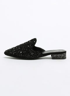 Sequin Mules Black