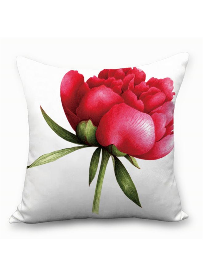 Sharpdo Flower Pattern Cushion Cover White/Pink/Green 45 x 45cm - Image 1