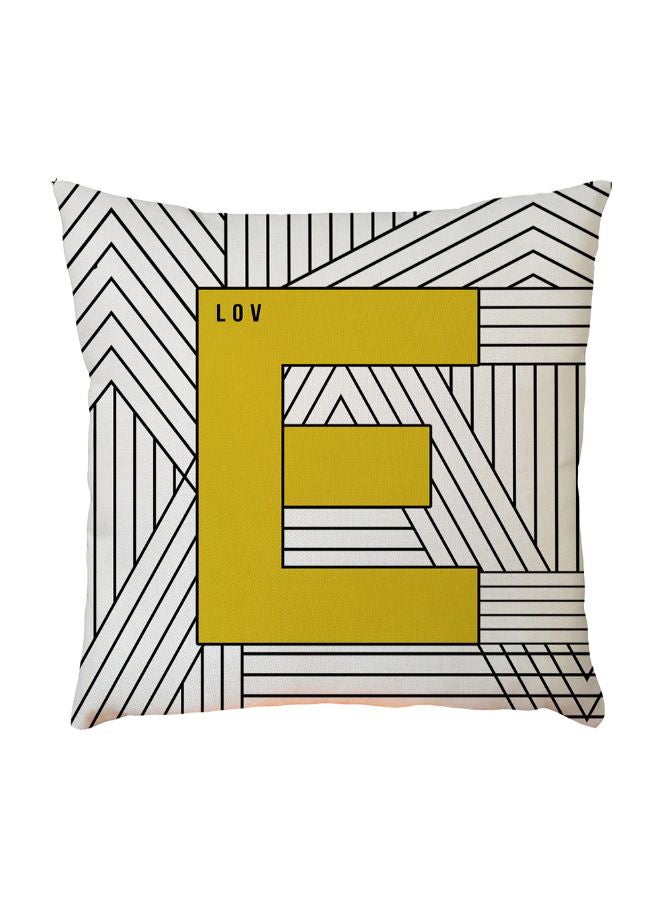 Sharpdo Modern Minimalist Geometric Pillowcase White/Black/Yellow 45 x 45cm - Image 1