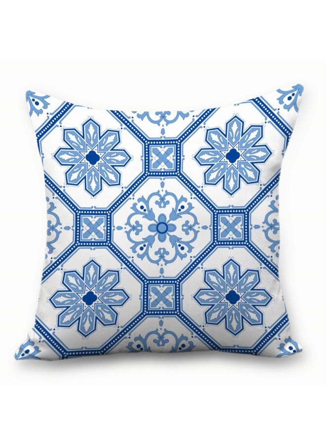 شاربدو غطاء وسادة مطبوع أزرق/ أبيض 45 x 45سم - Image 1