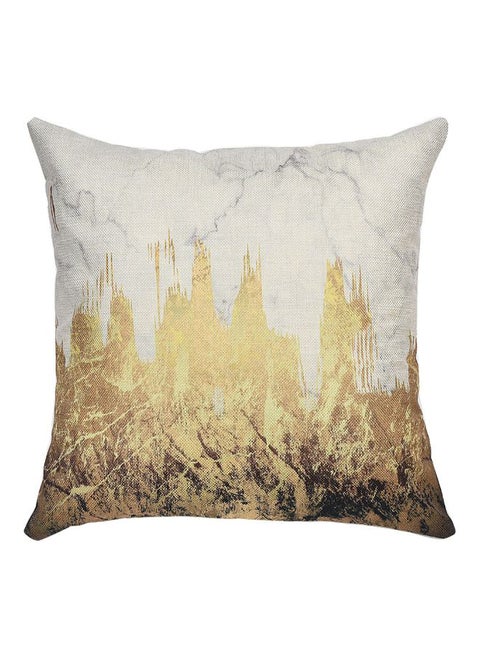 Printed Cushion Cover Gold/Grey 45 x 45cm