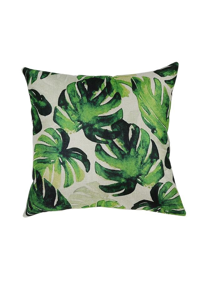 Sharpdo Leaf Printed Cushion Cover White/Green - Image 1