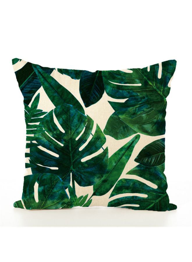 Sharpdo - Leaf Printed Pillowcase Combination Green/Beige 45x45cm - Image 1