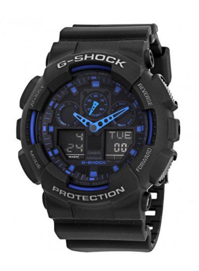 G-SHOCK Men's Round Shape Resin Band Analog & Digital Wrist Watch - Black - GA-100-1A2DR - Image 1