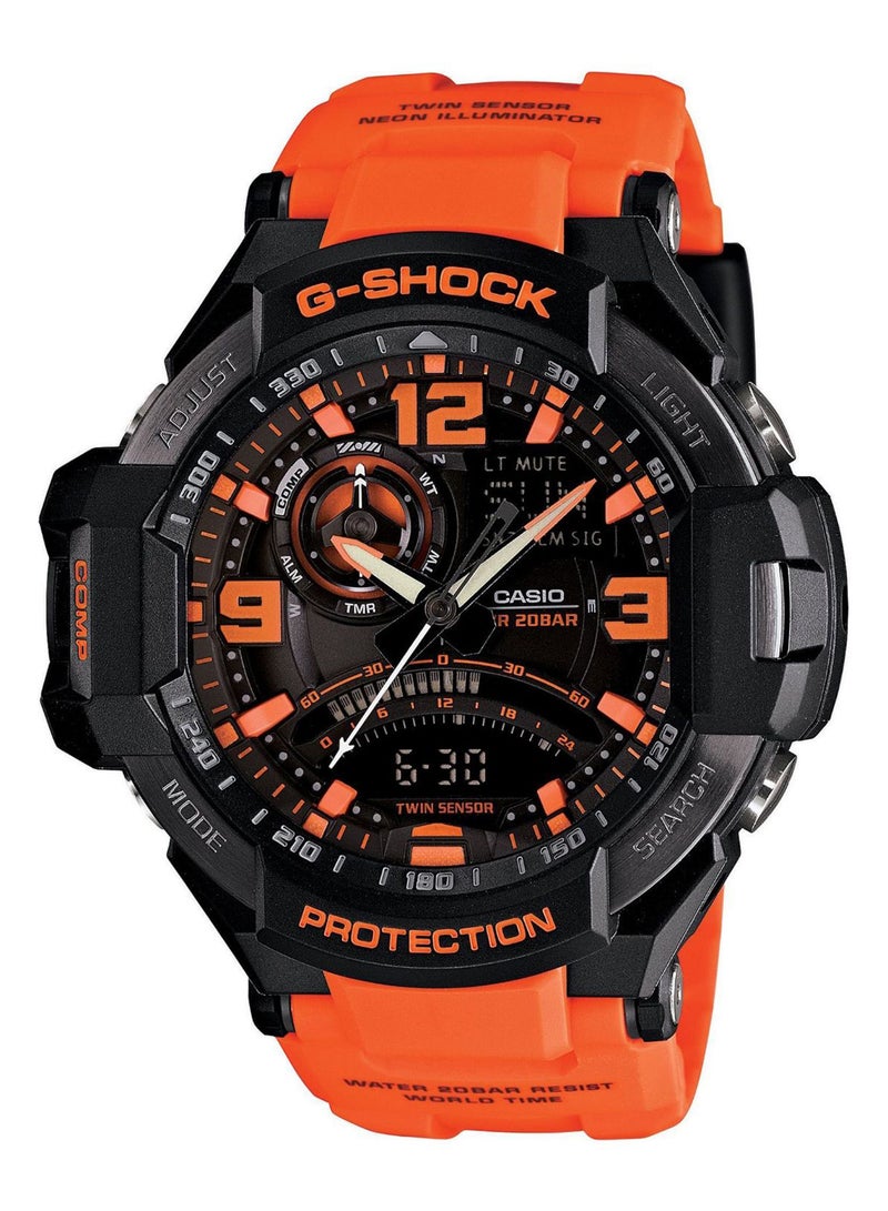 G-SHOCK - Men's Round Shape Resin Band Analog & Digital Wrist Watch 51 mm - Orange - GA-1000-4ADR - Image 1