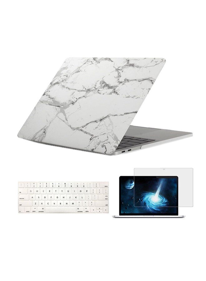 Hard Shell Case With Keyboard Skin Cover And Screen Protector For Apple MacBook Air 13.3-Inch White 