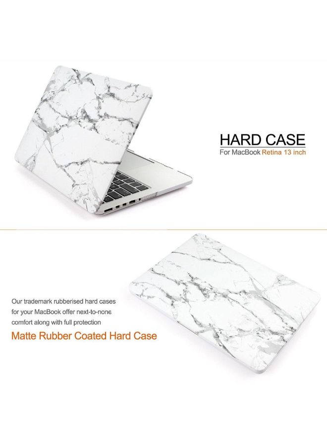 Marble Printed Matte Rubber Coated Soft Touch Plastic Hard Case For Apple MacBook 13.3-Inch White - Image 3