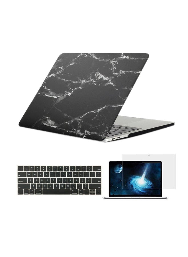 Hard Shell Case With Keyboard Skin Cover And Screen Protector For Apple MacBook Air 13.3-Inch Black