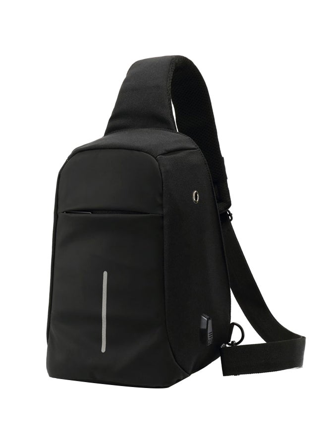 ريمان حقيبة صدر مضادة للسرقة والماء مزودة بمنفذ شحن USB وواجهة لسماعات الرأس أسود - Image 1