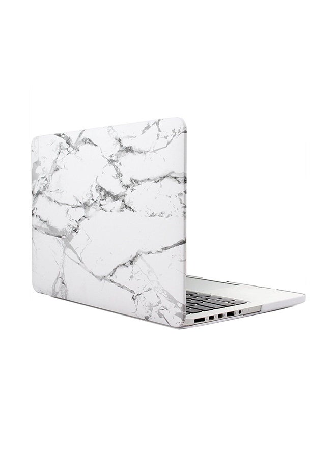 Marble Printed Matte Rubber Coated Soft Touch Plastic Hard Case For Apple MacBook 13.3-Inch White - Image 1