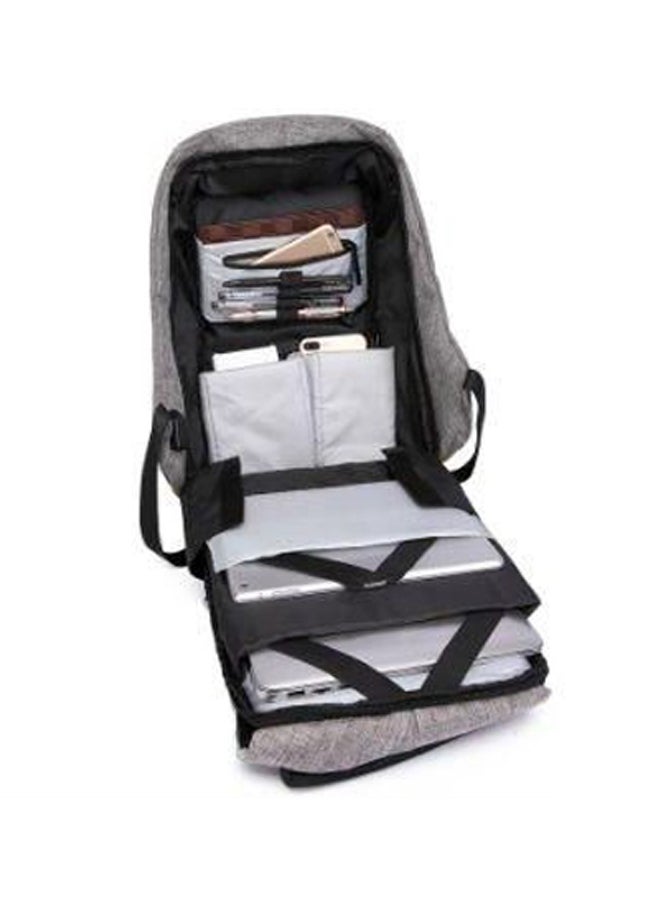 ريمان حقيبة ظهر للكمبيوتر المحمول مقاومة للماء مزودة بمنفذ USB للشحن ومنفذ لسماعة الرأس رمادي/أسود - Image 3