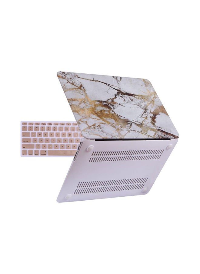 Marble Pattern Rubber Coated Plastic Hard Shell Case Cover For Apple MacBook 13.3-Inch Multicolour 