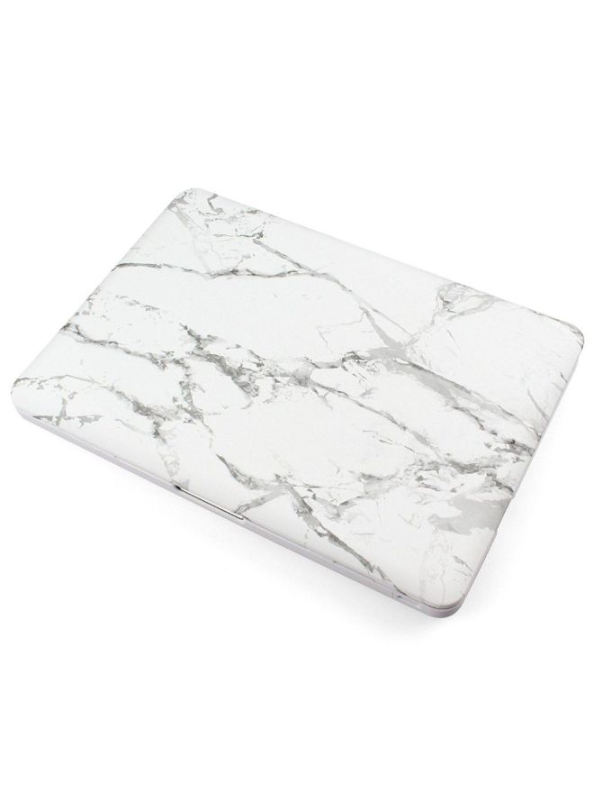Marble Printed Matte Rubber Coated Soft Touch Plastic Hard Case For Apple MacBook 13.3-Inch White - Image 2