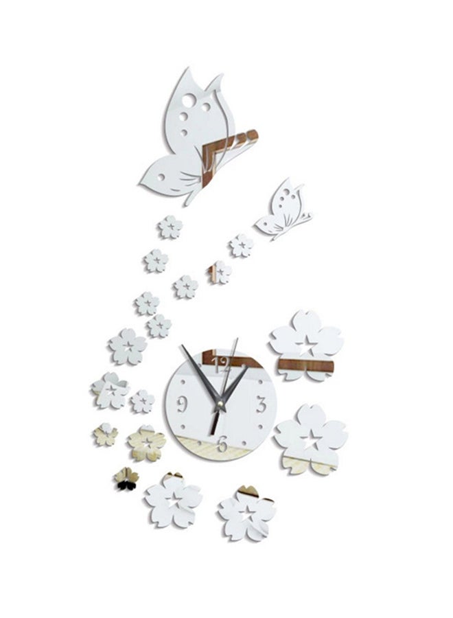 Sharpdo Mirror Style Wall Clock Sticker Silver 61 x 35cm - Image 1