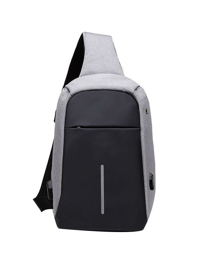 ريمان حقيبة صدر مضادة للسرقة والماء مزودة بمنفذ شحن USB وواجهة لسماعات الرأس رمادي/أسود - Image 1