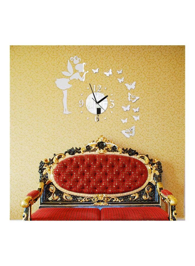 شاربدو ملصق ساعة جدارية بنمط مرآة فضي - Image 2