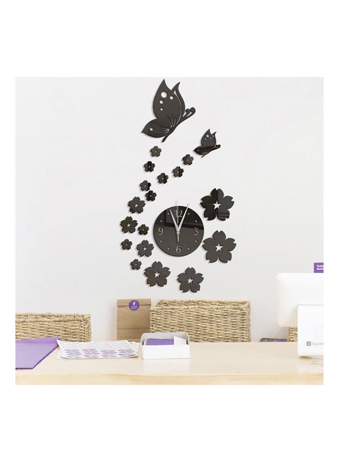 Sharpdo Mirror Style Wall Clock Sticker Black/Silver 61 x 35cm - Image 5
