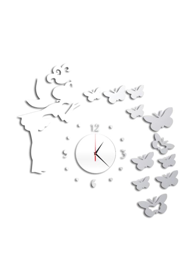 شاربدو ملصق ساعة جدارية بنمط مرآة فضي - Image 1