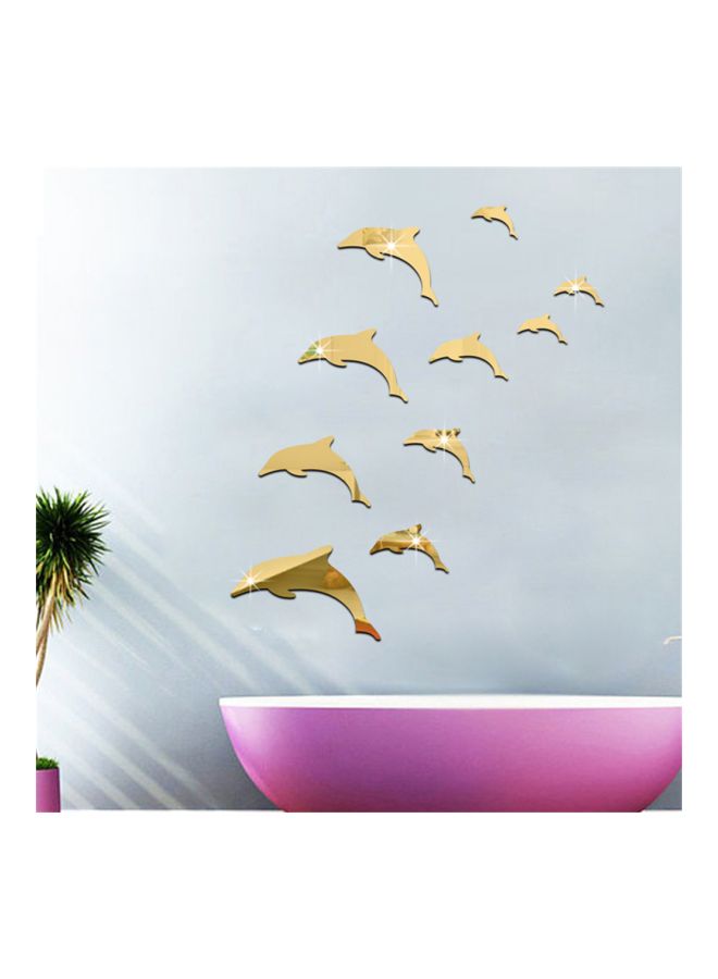 Sharpdo 10-Piece Fish Shaped Wall Sticker Set Gold - Image 3