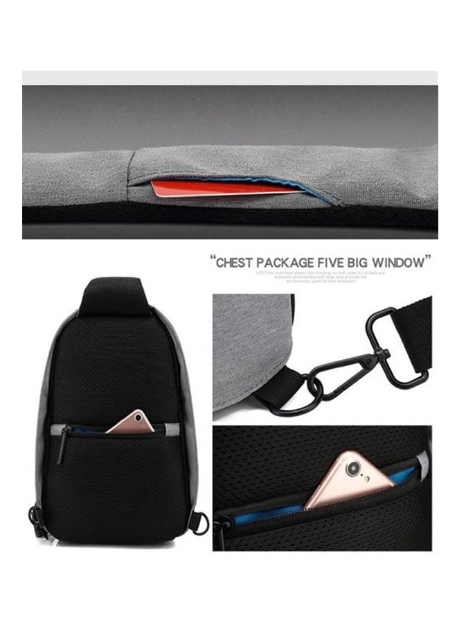 ريمان حقيبة صدر مضادة للسرقة والماء مزودة بمنفذ شحن USB وواجهة لسماعات الرأس رمادي/أسود - Image 3