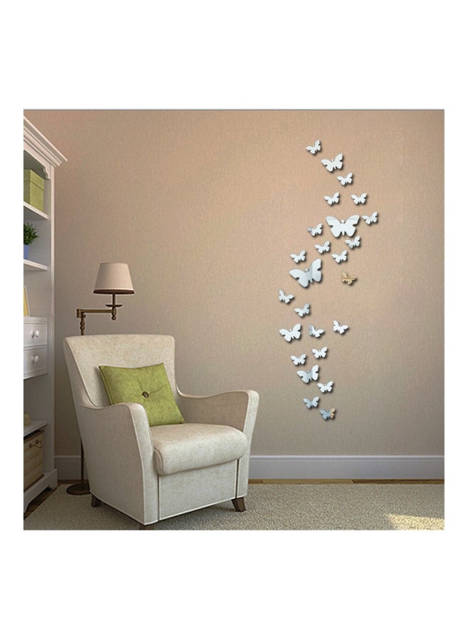 شاربدو مجموعة ملصقات ثلاثية الأبعاد بتصميم فراشة من 30 قطعة فضي - Image 4