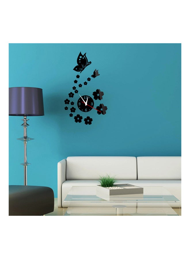 Sharpdo Mirror Style Wall Clock Sticker Black/Silver 61 x 35cm - Image 2