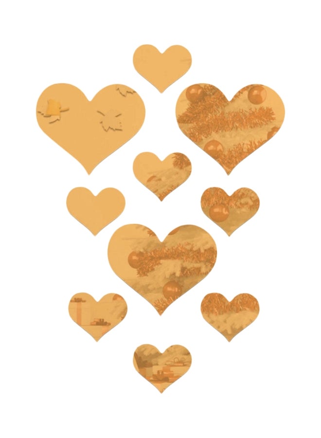 Sharpdo 10-Piece Heart Shaped Wall Sticker Set Gold - Image 1