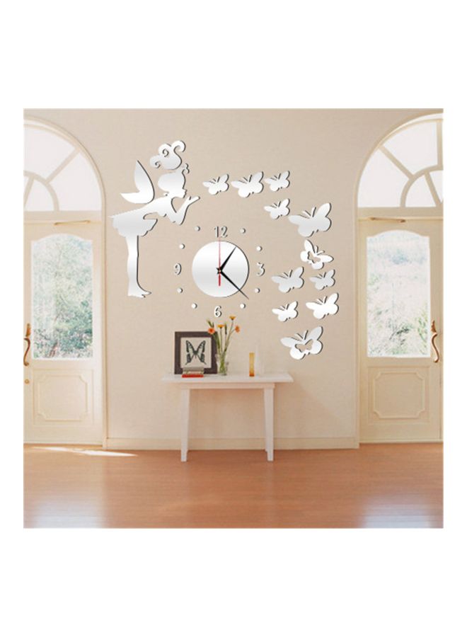 شاربدو ملصق ساعة جدارية بنمط مرآة فضي - Image 4