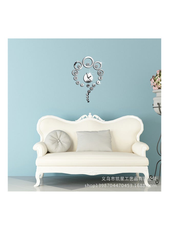 Sharpdo Mirror Style Wall Clock Sticker Silver 61 x 35cm - Image 2