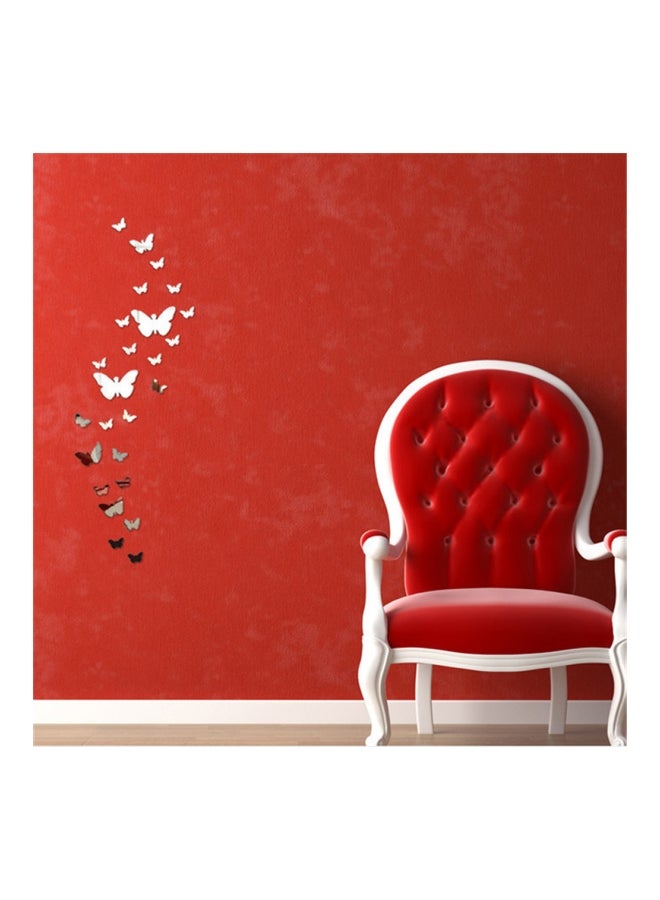 شاربدو مجموعة ملصقات ثلاثية الأبعاد بتصميم فراشة من 30 قطعة فضي - Image 3