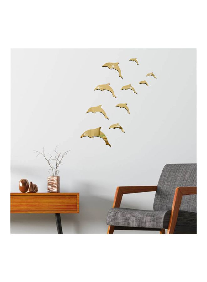 Sharpdo 10-Piece Fish Shaped Wall Sticker Set Gold - Image 2