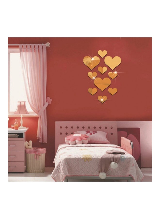 Sharpdo 10-Piece Heart Shaped Wall Sticker Set Gold - Image 3