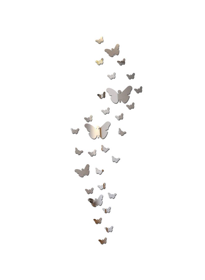 شاربدو مجموعة ملصقات ثلاثية الأبعاد بتصميم فراشة من 30 قطعة فضي - Image 1