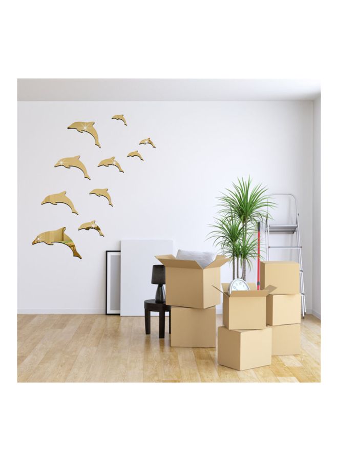 Sharpdo 10-Piece Fish Shaped Wall Sticker Set Gold - Image 4