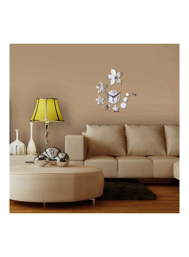 شاربدو ملصق ساعة جدارية بنمط مرآة فضي 60 x 45سم - Image 3