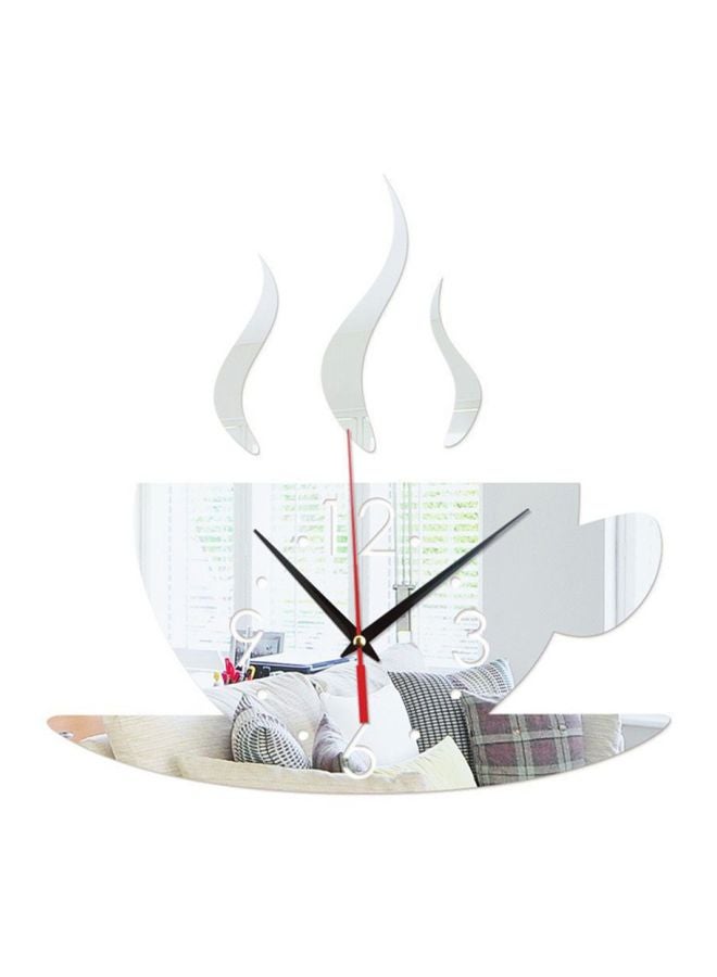 Sharpdo Decorative Cup Clock Wall Sticker Silver/Black/Red 28 x 28cm - Image 1