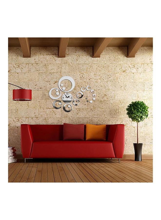 شاربدو ملصق ساعة جدارية بنمط مرآة فضي - Image 4